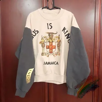 Kanye West Jėzus Yra Karalius, Jamaika Palaidinės Crewneck Vyrai Moterys 1:1 Viršų Versija Streetwear Jėzus Yra Karalius Hoodie Su Gobtuvu