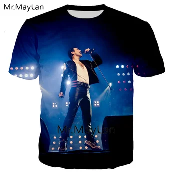 Karalienė Juosta Freddie Mercury 3D Spausdinimo Tee Marškinėliai Homme Vyrų/moterų Hip-Hop Streetwear T-shirt Berniukas Modis Drabužius Camisetas Hombre