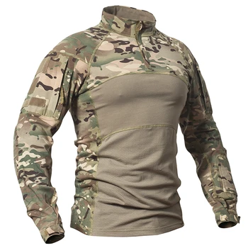 Karinis Taktinis Marškinėliai Vyrams Kamufliažas Armija Ilgomis Rankovėmis Marškinėliai Multicam Medvilnės Kovoti Marškinėliai Camo Dažasvydis T-Shirt