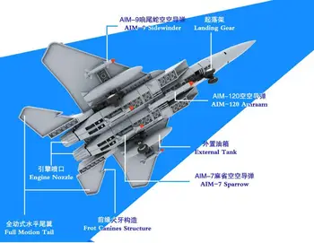 Karinės Serijos F-15 Eagle Kovotojas Blokai Modelis Armijos Įrangos Pardavimas, Biuro Įrangos Lėktuvo Nustatyti Plytų Miesto Vaikų Žaislai Vaikams Dovanų
