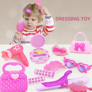 KARŠTO Apsimesti Žaisti Kid sudaro Žaislai, Rožinė Makiažas Rinkinys Princess Šukuosenų Modeliavimo Plastikinių Žaislų Mergaitėms Padažu Kosmetikos