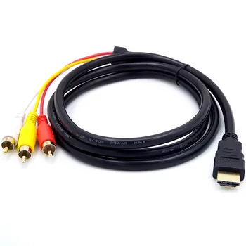 Karšto pardavimas naujų 1,5 m HDMI RCA Kabelis HDMI Male į 3RCA AV Composite Vyrų, M/V Jungties Adapteris Kabelio Laido Siųstuvas geras