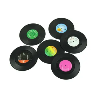 Karšto pardavimo 6pieces / Set Verpimo Šviesą Vinilinis Diskas Gėrimų Padėkliukai