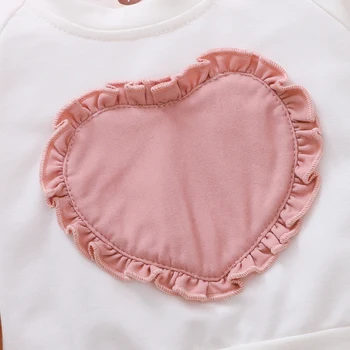 Karšto Pardavimo Baby Girl Drabužiai Mielas Pyplys Nemokamas Pristatymas Komplektus Širdies Spausdinti Top Pink Susiėmę Kelnės Mergaitėms Ilgomis Rankovėmis Rudenį Rinkiniai