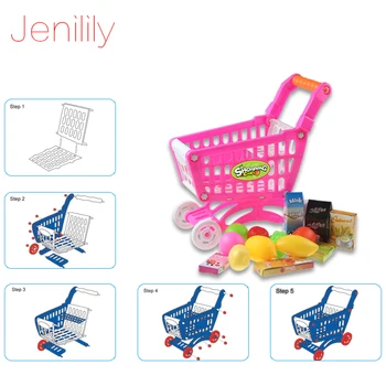 Karšto Pardavimo Modeliavimas Plastikinių Pirkinių Krepšelį Nustatyti Vaisių, Daržovių, Maisto Produktų, Žaislų Mergaitėms, Vaikams, Apsimesti Žaisti Švietimo Žaislai
