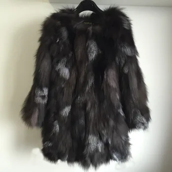 Karšto Pardavimo Moterų Mados Natūralus Lapės Kailis Ilgas Kailis Nekilnojamojo Fox Fur Coat Originali Kailio aukštosios mados prekės ženklo DFP671