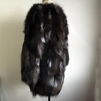 Karšto Pardavimo Moterų Mados Natūralus Lapės Kailis Ilgas Kailis Nekilnojamojo Fox Fur Coat Originali Kailio aukštosios mados prekės ženklo DFP671