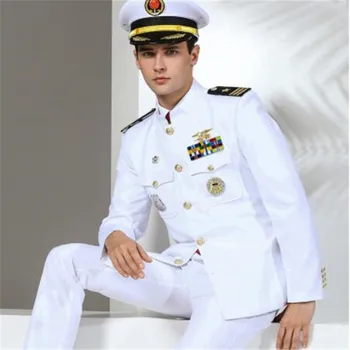 Karšto Pardavimo Standartas Karinio Jūrų Laivyno Vienodos Baltos Karinės Drabužiai Vyrams Amerikos Formalus Drabužiui Kostiumai, Striukė + Kelnės
