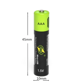 Karšto pardavimo ZNTER 1,5 V AAA tipo akumuliatorius 600mAh USB įkraunama ličio polimero baterija greitai įkrauti per Mikro USB kabelis