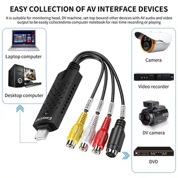 Karšto parduoti! Easycap USB 2.0 Konverteris TV Video Audio VHS į DVD HDD Užfiksuoti Kortelės Adapteriu IKI USB 2.0 Video Adapteris su Garsu FS
