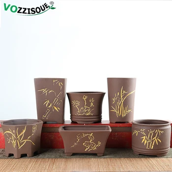 Karšto Parduoti Rankų Darbo Kinijos Bonsai Terakota Vazonas Keramika Kaktusas Sultingi Sodinamoji Derliaus Sodo Namų Projektavimas Aukso Vazonas