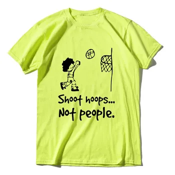 Karšto Spalvos Fluorescencinė žalia Marškinėliai Šaudyti Ratlankiai Ne Žmonės, Marškinėlius Sustabdyti Smurtą Krepšinio Mėgėjams Soft Black Viršūnes Juokinga Medvilnės