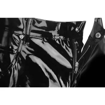 Karšto stilių Mados Seksualus Vyrai apatinis Trikotažas Blizga Patentų PVC Oda Stora Kelnės, Antblauzdžiai Už Clubwear Drabužius 2019 Naujas