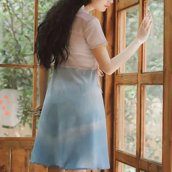 Kasdieniame Gyvenime Cheongsam Patobulinta Versija hanfu Gradientas suknelė moterims drabužių 2020 m. Kinijos stiliaus Vasaros trumpomis Rankovėmis Suknelė