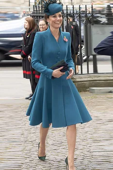 Kate Middleton Aukštos Kokybės 2020 M. Rudens Žiemos Naujas Moterų Mados Šalis Atsitiktinis Elegantiškas Gentlewoman Vieną Krūtinėmis Suknelė