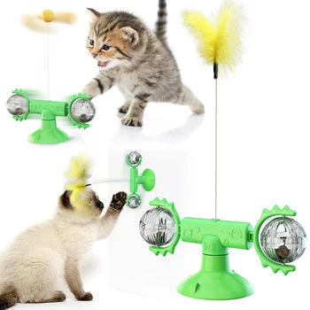 Katė vėjo malūnas Interaktyvus Žaislas Ratas, Katžolių Kamuolys Erzinti Pet Žaislas Braižymo Kačių Šepetys su siurbtukas Pakutenti Funny Cat Žaisti Žaislas