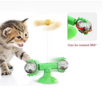Katė vėjo malūnas Interaktyvus Žaislas Ratas, Katžolių Kamuolys Erzinti Pet Žaislas Braižymo Kačių Šepetys su siurbtukas Pakutenti Funny Cat Žaisti Žaislas