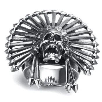 Kaukolė Galva Titano Plieno Žiedai, Papuošalai, vyriški Punk Žiedai