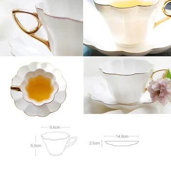 Kaulų Kinija Popietę Arbatos Puodelio High-end Gold Dažytos Britų Juoda Arbata, Kavos Puodelius Ir Lėkštutes Nustatyti 180ML Keramikos Espresso Puodeliai