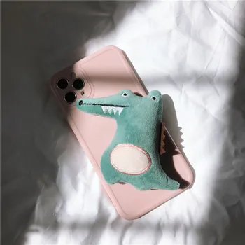 Kawaii pliušinis lėlės dinozaurų saldus mergaičių Telefono dėklas Skirtas iPhone 12 11 Pro max XS Max XR 7 8 Plius 12 mini 7Plus atveju Mielas minkštas viršelis