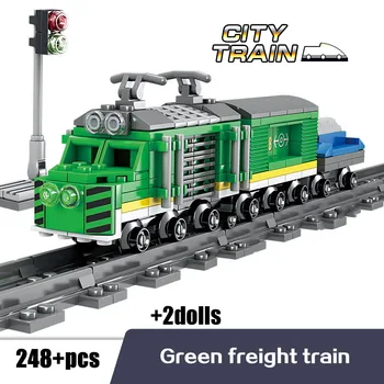 KAZI Garų Era Krovininis Traukinys Kūrimo Bloką greitųjų Geležinkelių Traukinių Magnetinių Bėgių Klasikinis Vaikų Lokomotyvų Žaislai Vaikams