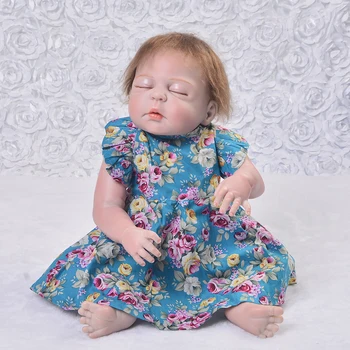 KEIUMI Baby Doll Suknelė 22-23 colių Reborn Lėles Kostiumas 55-57 cm Kūdikio Mergina Lėlės Priedai Mėlyna Gėlė, vaikiški Drabužiai