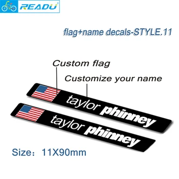 Kelių dviratį rėmo vėliavos pavadinimas lipdukai užsakymą rider id lipdukai Dviračių MTB Užsakymą lipdukai, vėliavos, pasirinktinį pavadinimą stiliaus 11