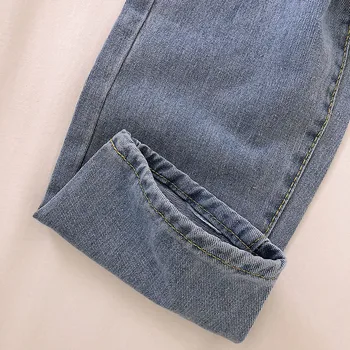 Kelnės džinsai pagrindinio aukšto juosmens džinsai kulkšnies ilgio kelnės moterims pavasario 2021 m. rudenį naujų moksleivių slim haremo kelnės su diržu