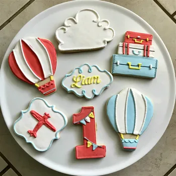 KENIAO Oro Kelionių Cookie Cutters Nustatyti Vaikams - 3 Gabalas - Lėktuvas, Debesys ir Oro Balionas Pjaustyklės - Nerūdijantis Plienas