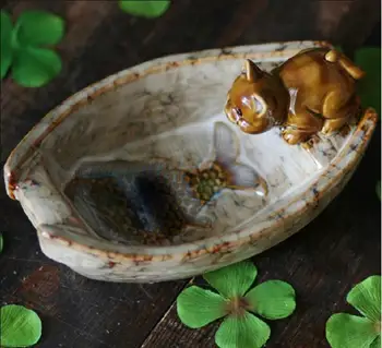 Keramikos kačių, žuvų valtis muilo patiekalas Vaisių saldainiai patiekalas vonios aksesuarų rinkinys, rinkinys, vestuvių namų dekoro rankdarbių porceliano statulėlės
