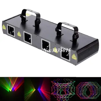 Keturios Objektyvo Stiprus RGBY Lazerių Šou Sistema Etape Diskoteka Šalies kalėdinė dekoracija Lazerio šviesos DMX DJ įranga projekto 500meters
