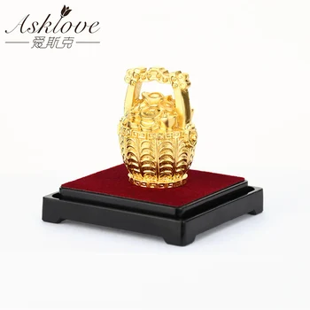 Kibirą Aukso Miniatiūros Figūrėlės Fengshui Turto Lobis Dubenį Statula Apdailos Aukso Lapų Likimo Amatų Palaima ornamentu
