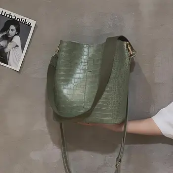 Kibirą, Maišą Moteris Naujų 2020 M. Mados Korėjos Plačiajuosčio Ryšio Maišelį Retro Didelės Talpos Krokodilo Modelis Petį Krepšys Pu Odos