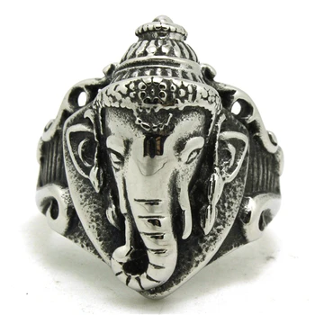 Kietas Dviratininkas Žiedas Mados Dramblys Žiedas Indija Ganeša Žiedas Aukščiausios Kokybės 316L Nerūdijančio Plieno