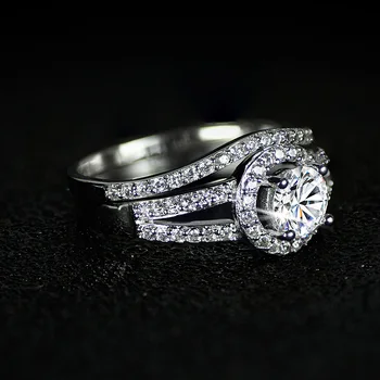 Kietas Kietas Nekilnojamojo 925 Sterlingas Sidabro Žiedas vestuvinis vestuvinį žiedą, moterims AAA zirconia papuošalai LR235S