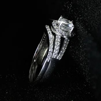 Kietas Kietas Nekilnojamojo 925 Sterlingas Sidabro Žiedas vestuvinis vestuvinį žiedą, moterims AAA zirconia papuošalai LR235S