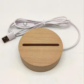 Kietų Medinių Led lempos pagrindo USB Kabelį, įjunkite Modernią Nakties Šviesa 