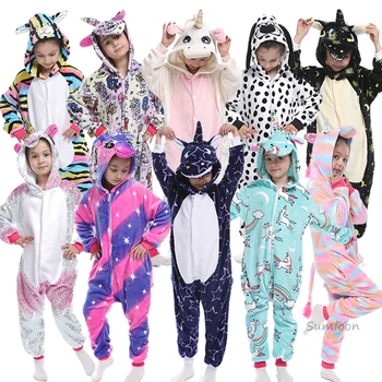 Kigurumi Pižama Vienaragis Vaikams, Kūdikių, Mergaičių Pižamos Berniukams, Sleepwear Gyvūnų Panda Triušis Licorne Onesie Vaikai Kostiumas Jumpsuit