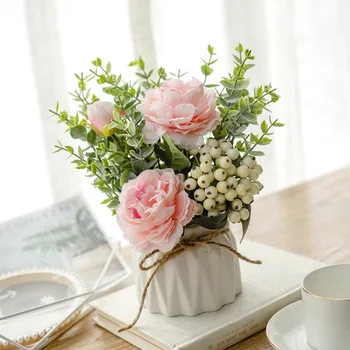 Kilnus mažų šviežių Šiaurės netikrą gėlių kostiumas (gėlių + vaza) dirbtinių gėlių namų kambarį apdaila, stalo puošyba