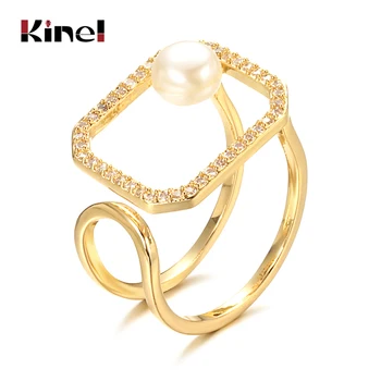 Kinel 2020 Madinga Stiliaus Cirkonis Atidaryti Žiedas Moterims Gamtos Perlas Geometrinis Žiedai Boho Etninės Vestuvių Papuošalai Didmeninė