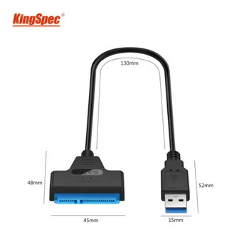 Kingspec SATA3 Kabelis Sata į USB 3.0 Adapteris, Iki 6 Gb / s Paramos už 2,5 Colio Išorinis SSD HDD Kietąjį Diską 22 Pin Sata III Kabelis
