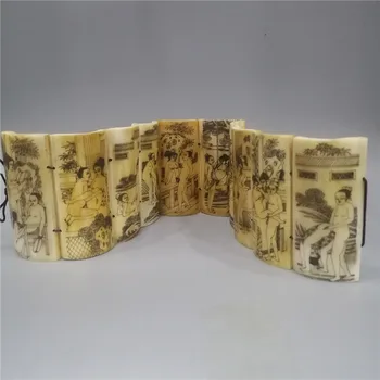 Kinija senojo Pekino senas, prekės Galvijų kaulų drožyba erotiniai paveikslai su plokštės