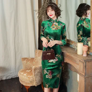 Kinijos Cheongsam Suknelė Plius Dydis Qipao 4XL Seksualus Tradicinė Derliaus Qipaos Moterų Oficialią Chalatai Tradicinės Kinų Suknelės