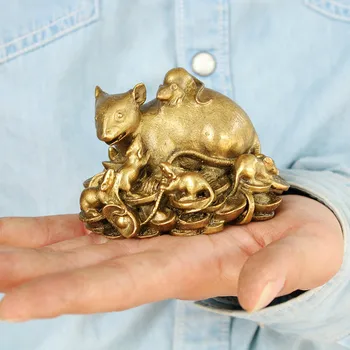 Kinijos Gryno Vario Pinigų Žiurkės Papuošalai 12 Zodiako Vario Pelės Devynių Pelės Transporto Turto Perdavimas, Namų Feng Shui Papuošalai