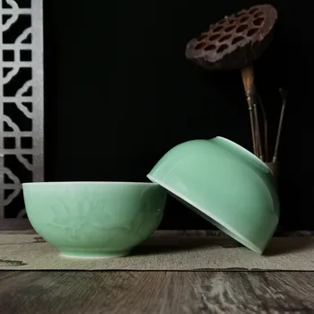 Kinijos Javų Porceliano Dubuo Ryžių Dubenėlį Salotų Akmuo. su Lotus Celadons Keraminiai Indai Mikrobangų krosnelėje ir plauti Indaplovėje