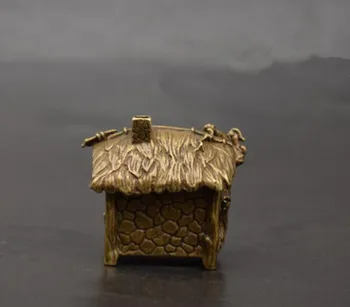 Kinijos žalvario Šiaudinius namelis formos smilkalų degiklis mažas statula