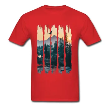 Kinų Stiliaus Gamtos Kraštovaizdžio, Kalnų Dizaino Marškinėliai Stilingas Mados 3D vaizdo Tshirts Vyrų Apvalios Apykaklės Medvilnės marškinėliai