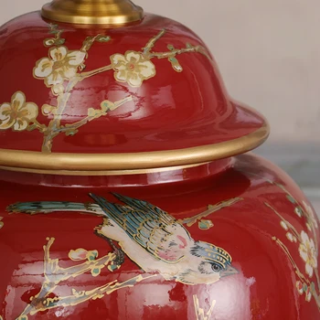 Kinų Stiliaus Keramikos Lempa paukštis gėlių Kambarį Vestuvių Lempa Raudona Creative Vestuvių Amerikos Miegamojo staliukas lempos