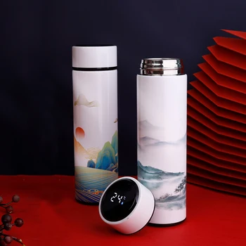 Kinų Stiliaus Protingas Termosas Kavos Puodelis 304 Nerūdijančio Plieno, Vakuuminės Kolbos su Arbata Infuser Thermocup Vandens Butelį-Geriausia Dovana
