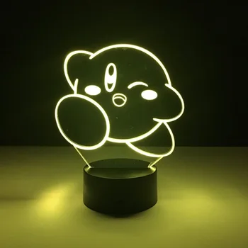 Kirby 3D LED Nakties Šviesa 7 Spalva Keičiasi Lempos Kambarį Apdailos Veiksmų Skaičius, Žaislas, Skirtas Gimtadienio, Kalėdų Dovana